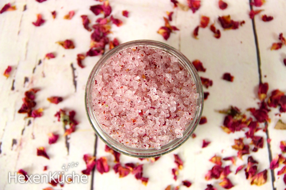 Rosenblüten Badesalz, schnell und einfach selber machen, Thermomix Rezept