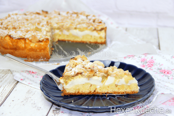 Rhabarberkuchen mit Vanillecreme und Streuseln – Hexenküche.de