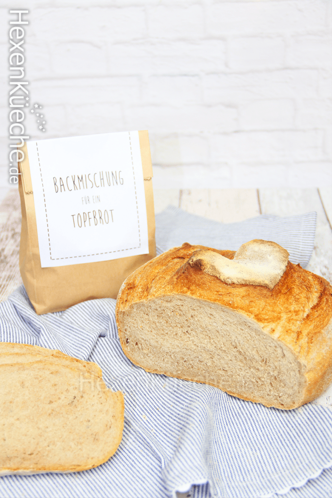 Backmischung zum verschenken Topfbrot. Geschenke aus der Küche. Last Minute Geschenkidee