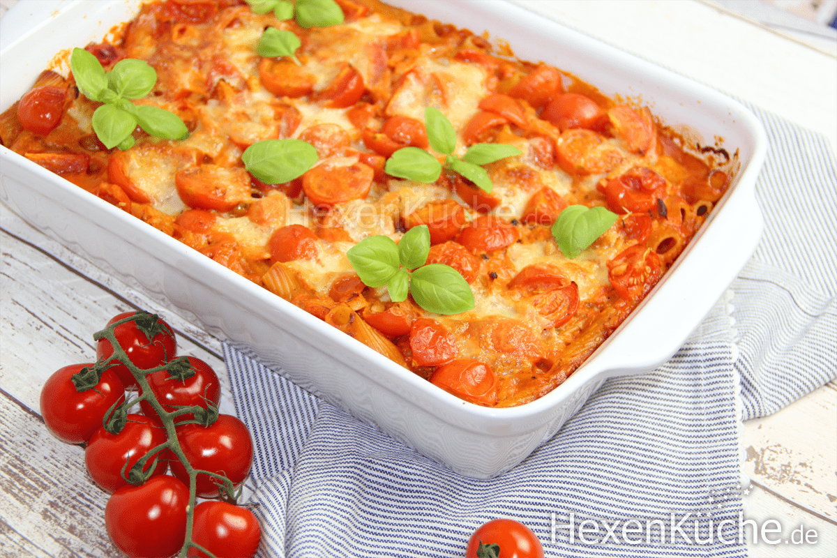 Nudelauflauf Tomate-Mozzarella | Vegetarisches Gericht aus dem Thermomix