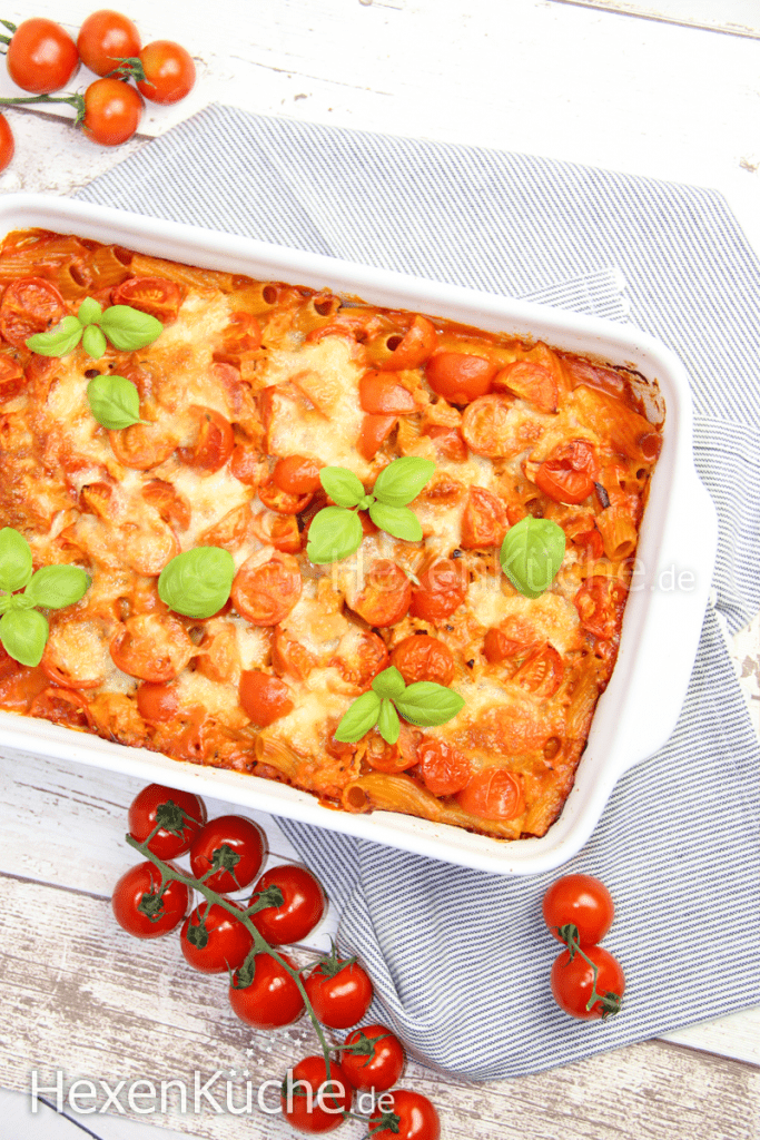 Nudelauflauf Tomate-Mozzarella | Vegetarisches Gericht aus dem Thermomix