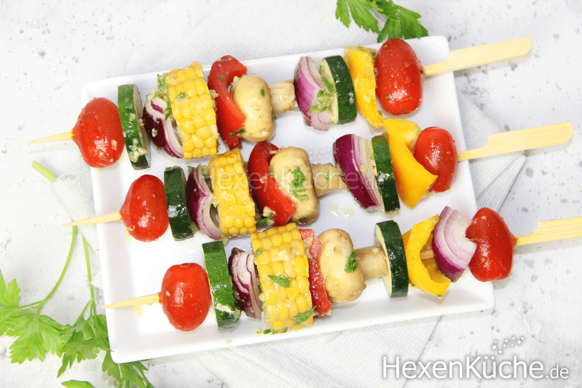 ♥ Bunte Gemüsespieße vom Grill ♥ Grillbeilage ♥ vegetarische Grillrezepte