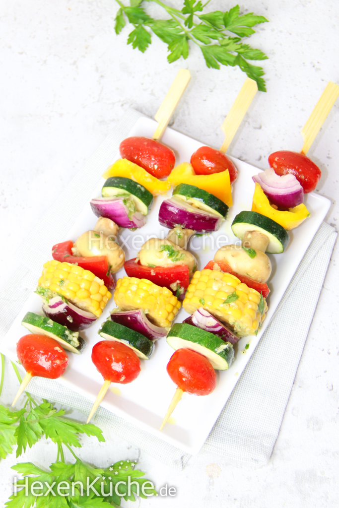 ♥ Bunte Gemüsespieße vom Grill ♥ Grillbeilage ♥ vegetarische Grillrezepte